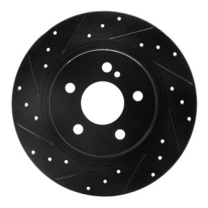 Mercedes-Benz C250 Brake Rotor (1) - Rear Left - R1 Concepts - Drilled & Slotted - Black - `08-`15